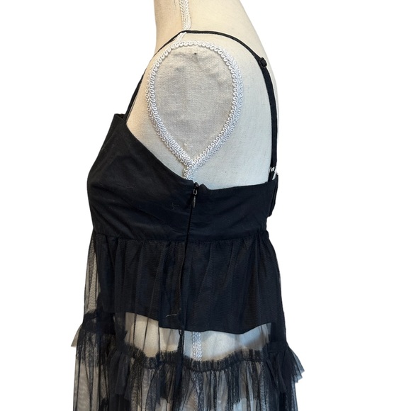 Anthropologie Maeve Tiered Tulle Tunic Blouse Black NWT Women’s Size X-Small - Picture 5 of 13
